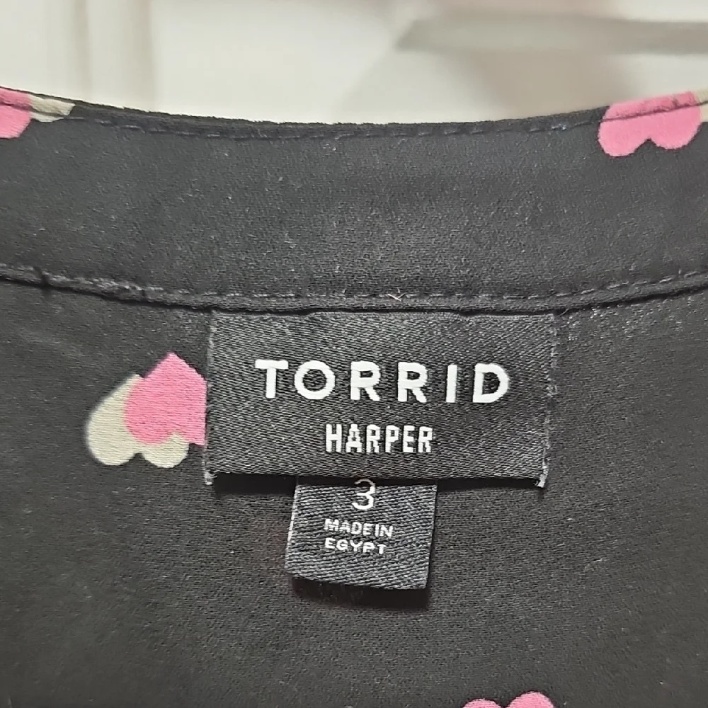 Torrid Black Top with Pink Heart Design - Picture 2 of 4